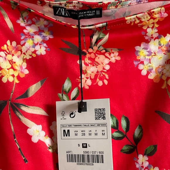 ZARA Print Top Multicolor Floral Spaghetti Straps Blouse NWT - Picture 9 of 16